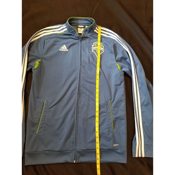 VTG ADIDAS Climalite SEATTLE SOUNDERS FC Training Zip Track Jacket Jersey Large - Picture 8 of 15